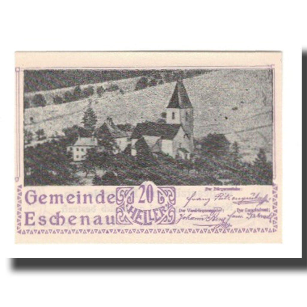 Banknote, Austria, Eschenau N.Ö. Gemeinde, 20 Heller, Texte 2, 1920