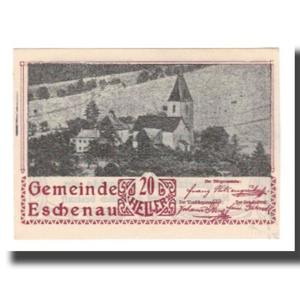 Banknote, Austria, Eschenau N.Ö. Gemeinde, 20 Heller, Texte 3, 1920