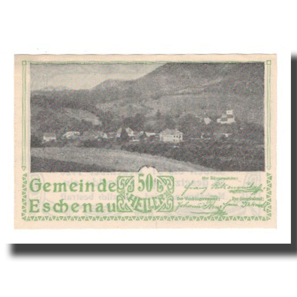 Banknote, Austria, Eschenau N.Ö. Gemeinde, 50 Heller, Texte 4, 1920