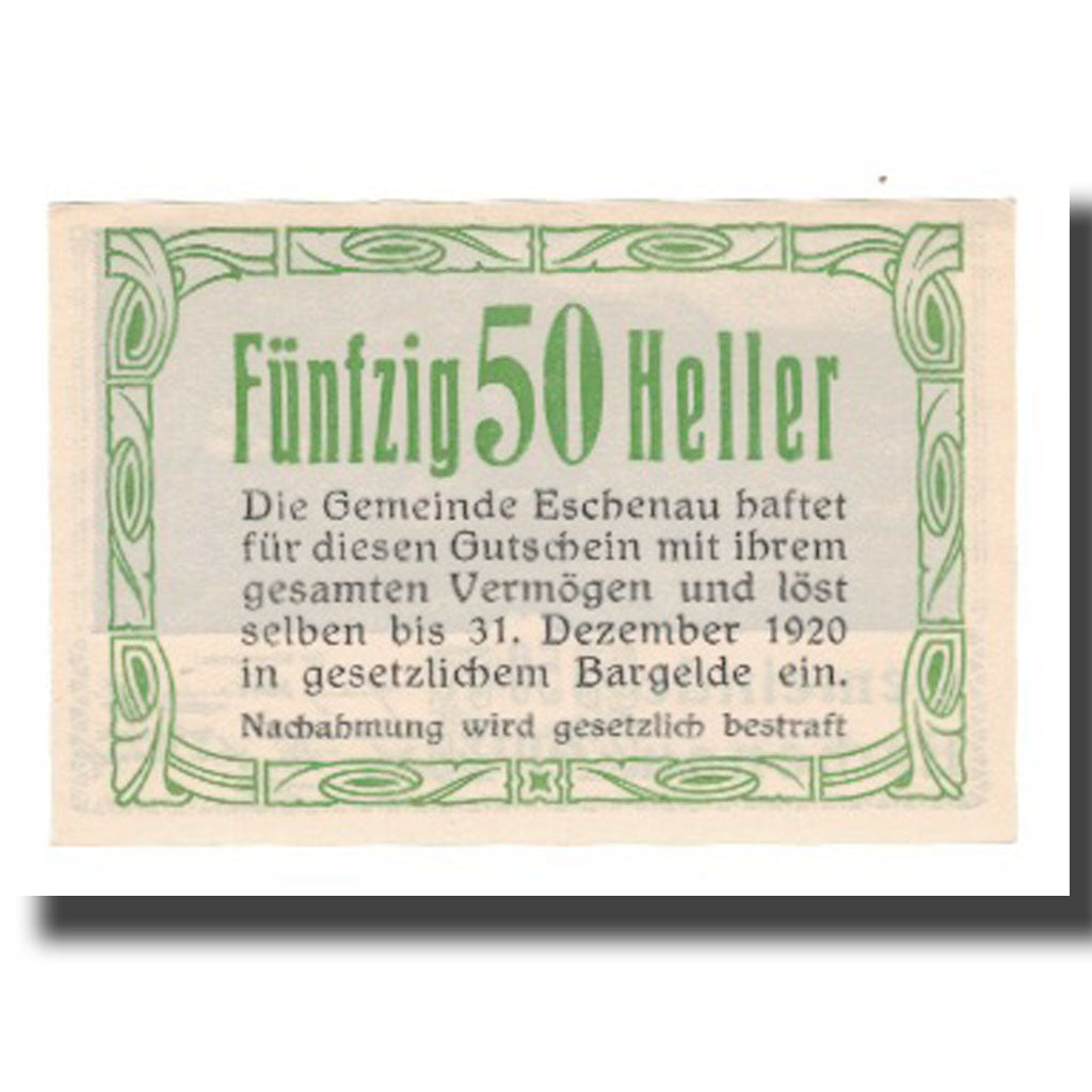 Banknote, Austria, Eschenau N.Ö. Gemeinde, 50 Heller, Texte 4, 1920