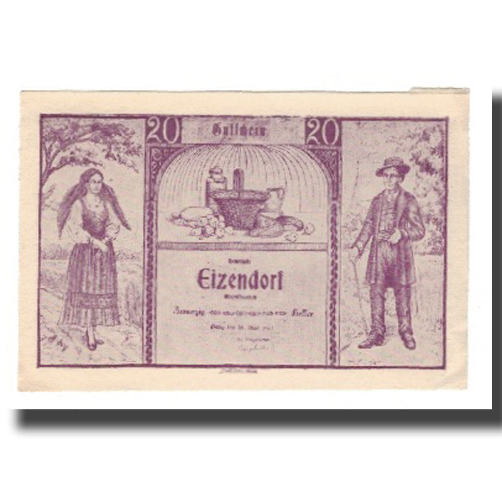 Billete, Austria, Eizendorf O.Ö. Gemeinde, 20 Heller, N.D, 1921, 1921-05-31