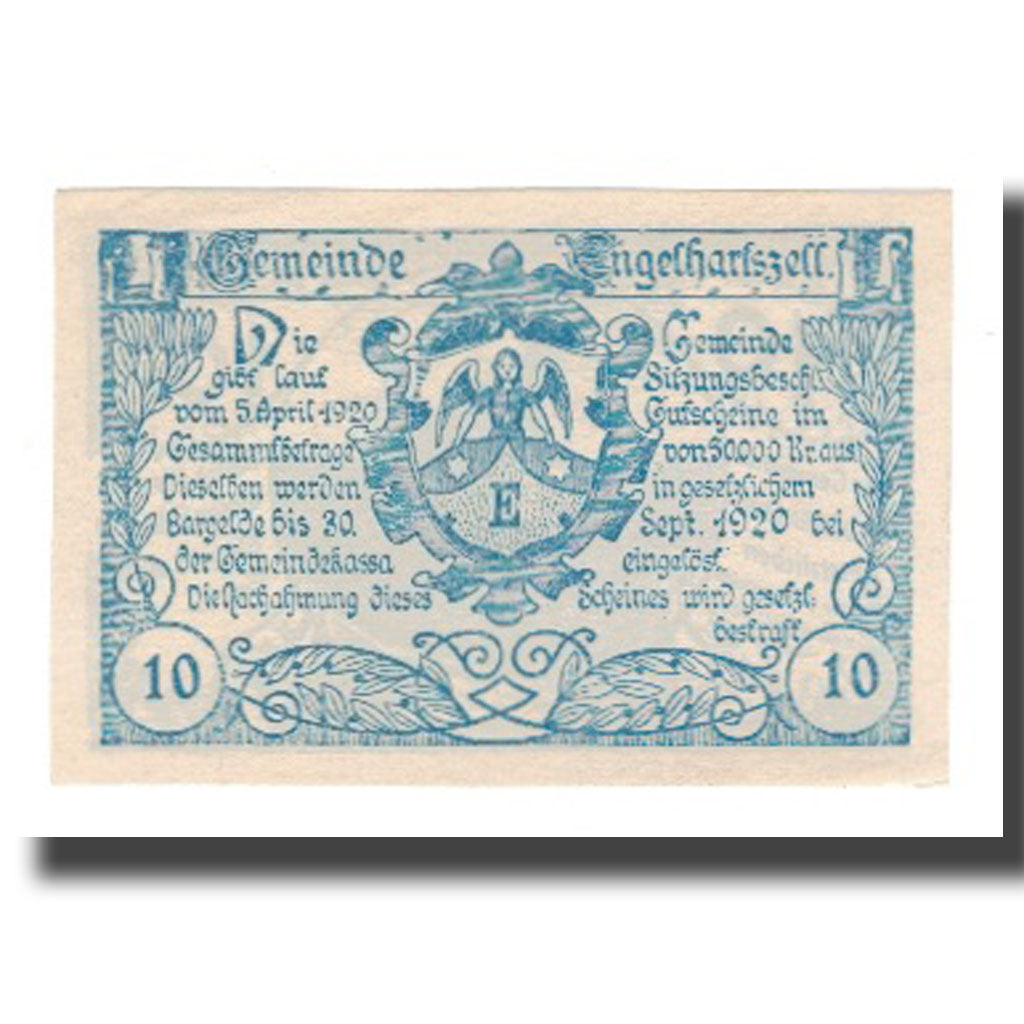 Billete, Austria, Engelhartszell O.Ö. Gemeinde, 10 Heller, Blason, 1920
