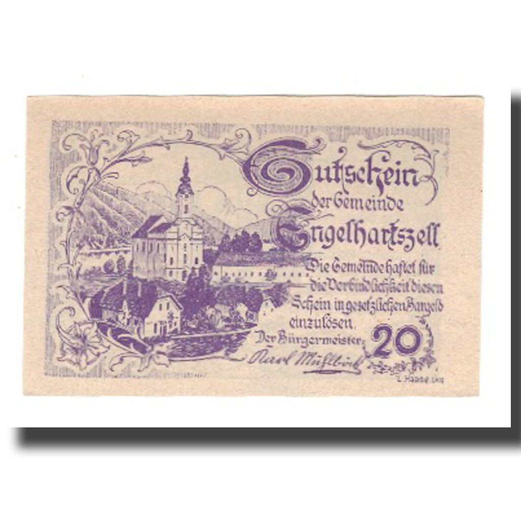 Banknote, Austria, Engelhartszell O.Ö. Gemeinde, 20 Heller, Blason 1, 1920
