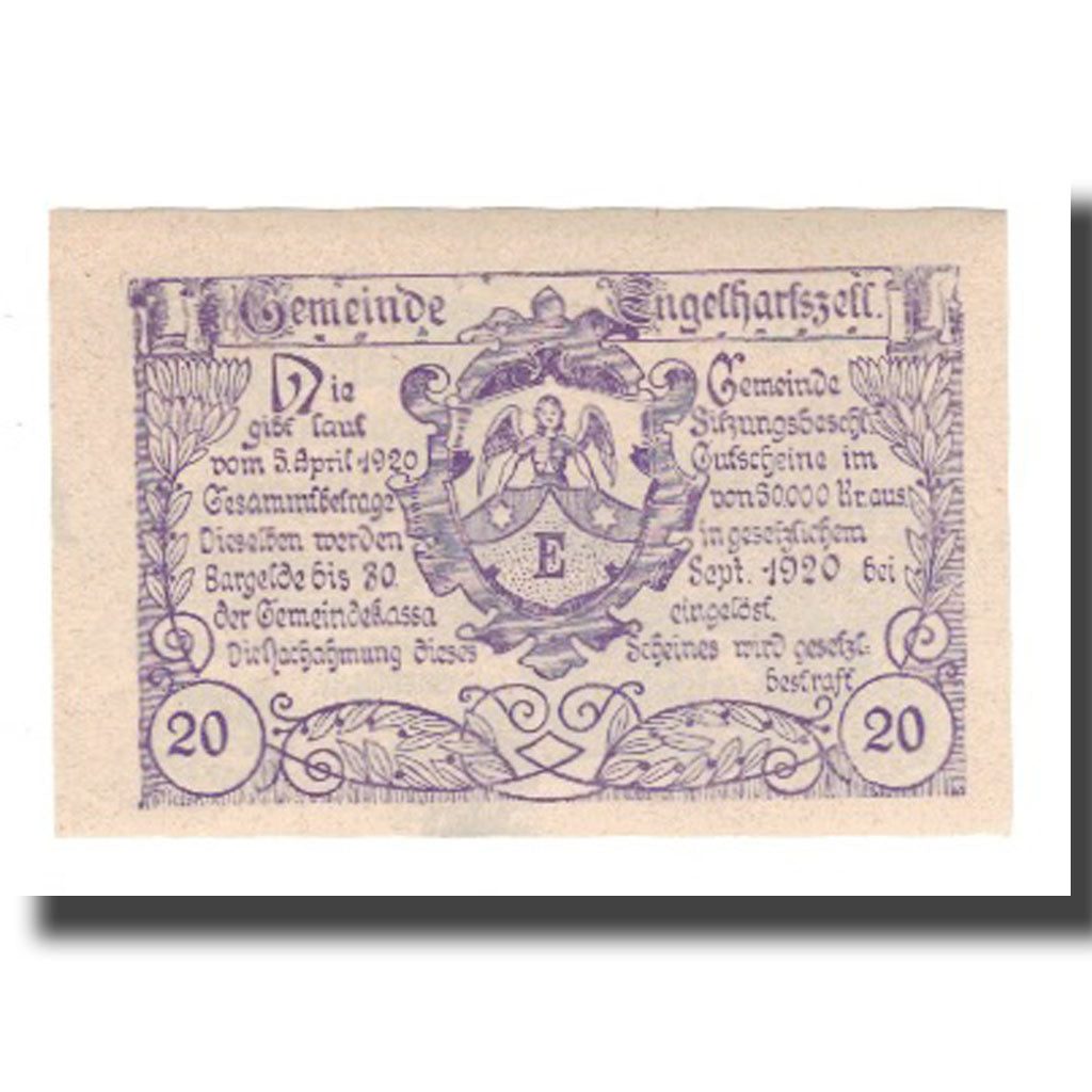 Banknote, Austria, Engelhartszell O.Ö. Gemeinde, 20 Heller, Blason 1, 1920