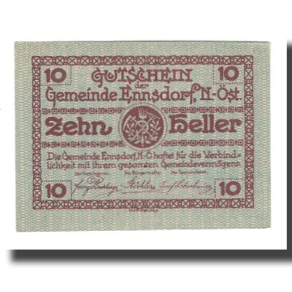 Billete, Austria, Ennsdorf N.Ö. Gemeinde, 10 Heller, rue, 1920, 1920-12-31