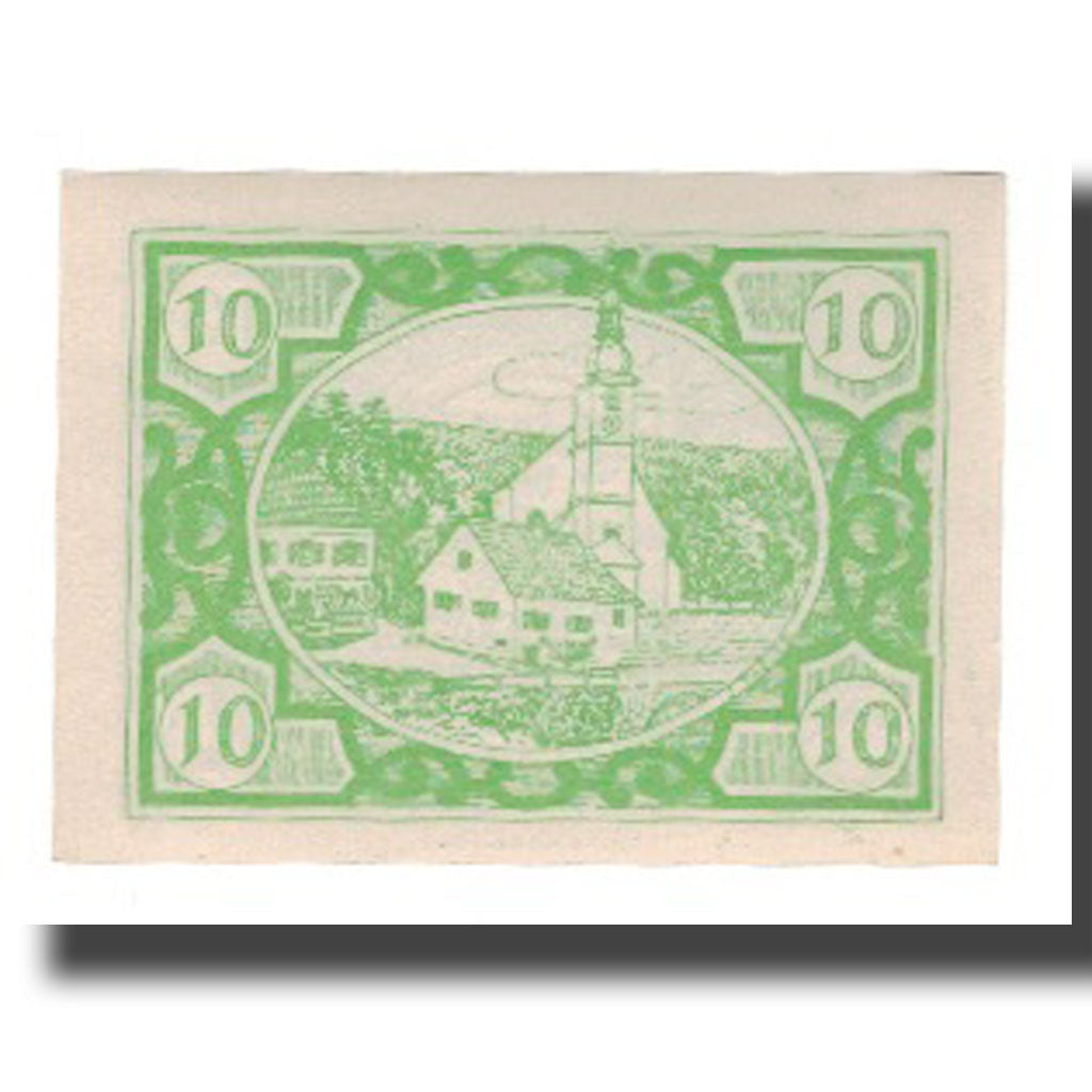 Nota, Áustria, Fischlham O.Ö. Gemeinde, 10 Heller, paysage, 1920, 1920-12-31