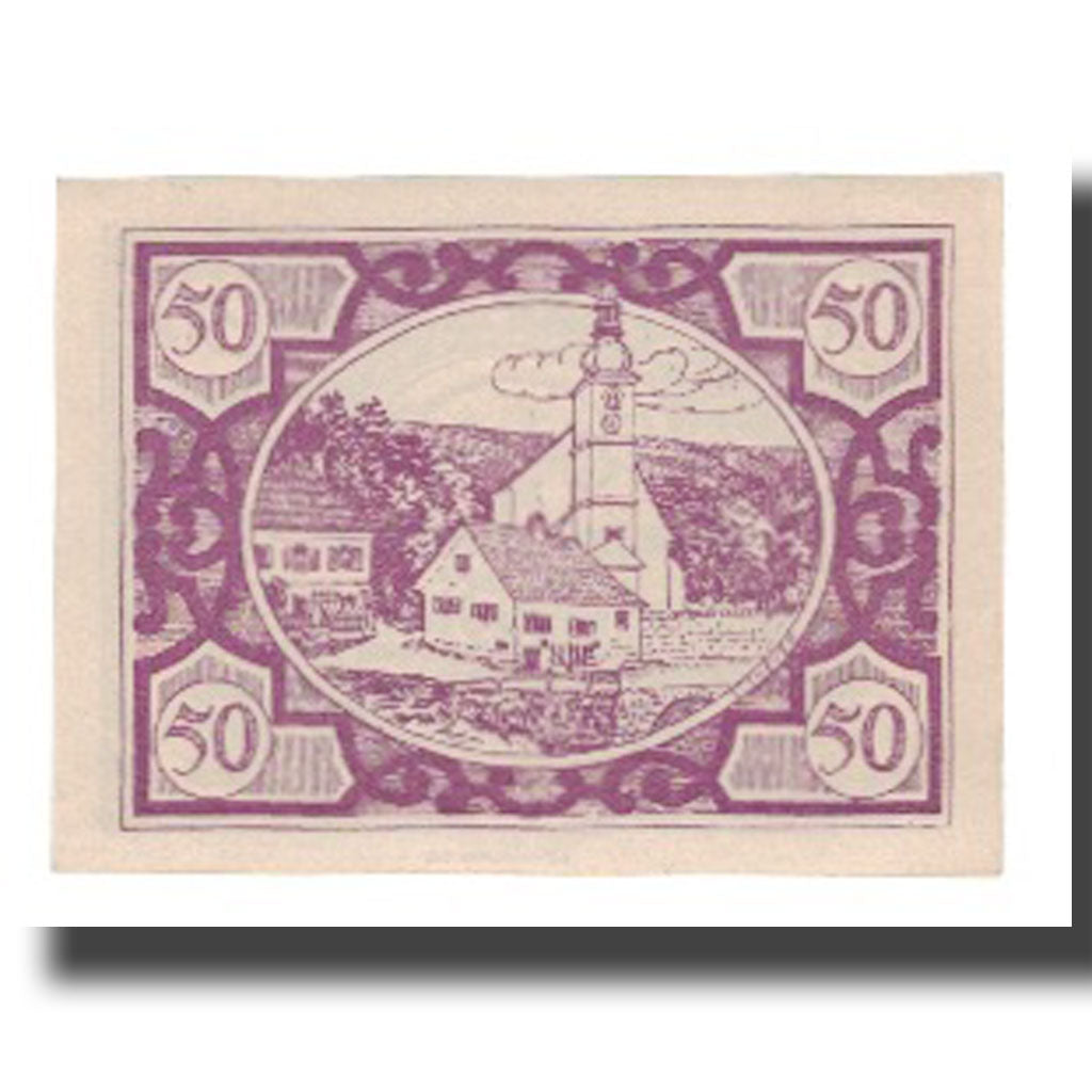Billete, Austria, Fischlham O.Ö. Gemeinde, 50 Heller, paysage 2, 1920