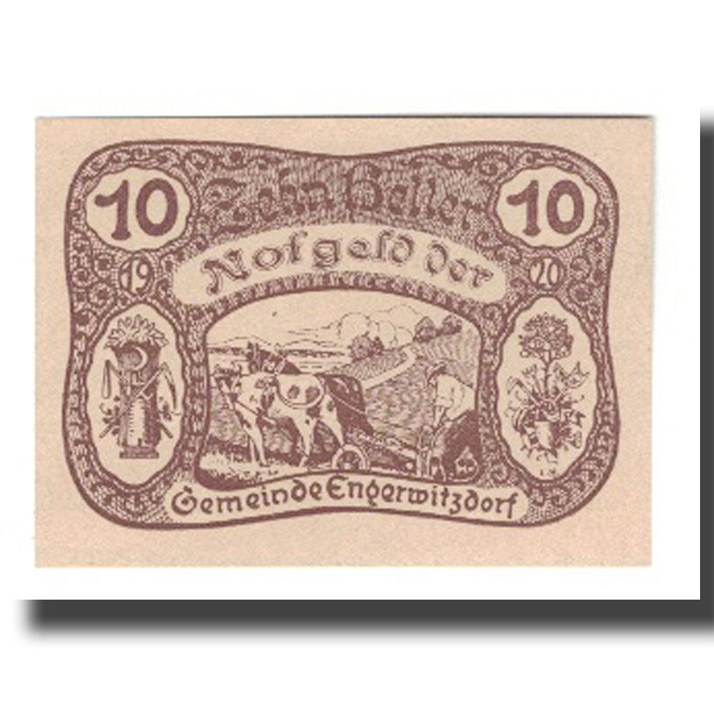 Banconote, Austria, Engerwitzdorf O.Ö. Gemeinde, 10 Heller, Texte, 1920