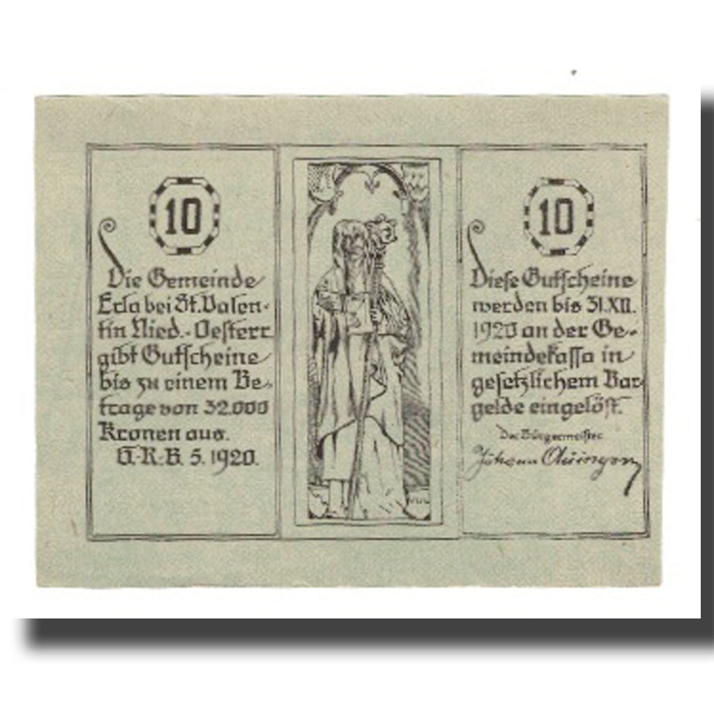 Banknote, Austria, Erla N.Ö. Gemeinde, 10 Heller, Clocher, 1920, 1920-12-31