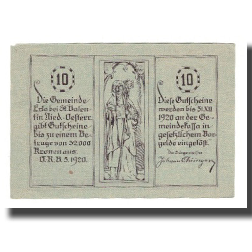 Banknote, Austria, Erla N.Ö. Gemeinde, 10 Heller, Clocher 1, 1920, 1920-12-31