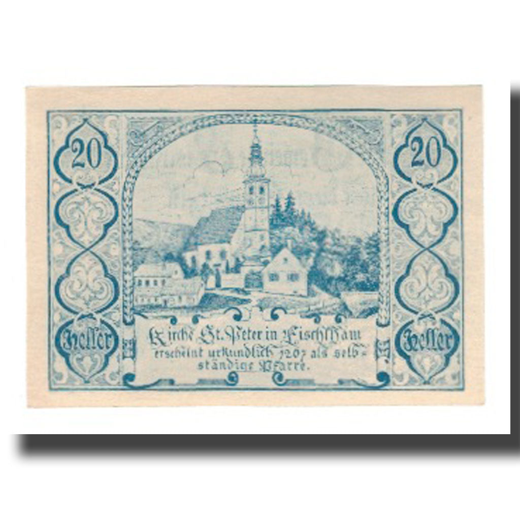 Billete, Austria, Fischlham O.Ö. Gemeinde, 20 Heller, Texte, 1921, 1921-07-01