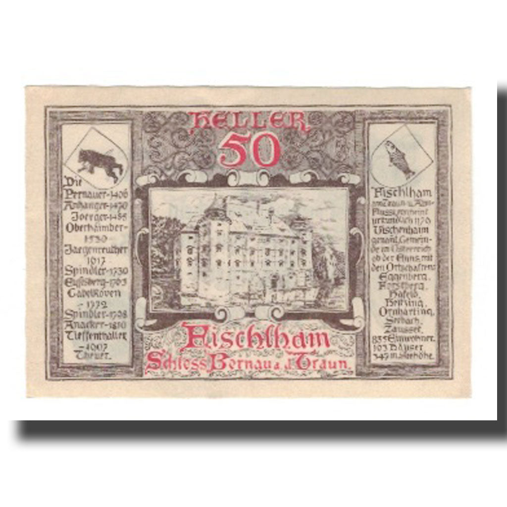 Banknote, Austria, Fischlham O.Ö. Gemeinde, 50 Heller, texte 1, 1921