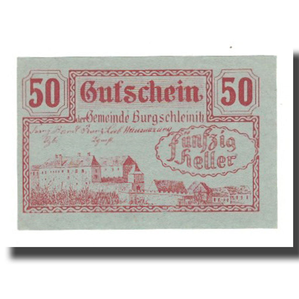 Billete, Austria, Burgschleinitz, 50 Heller, Texte 3, 1920, 1920-12-31, EBC