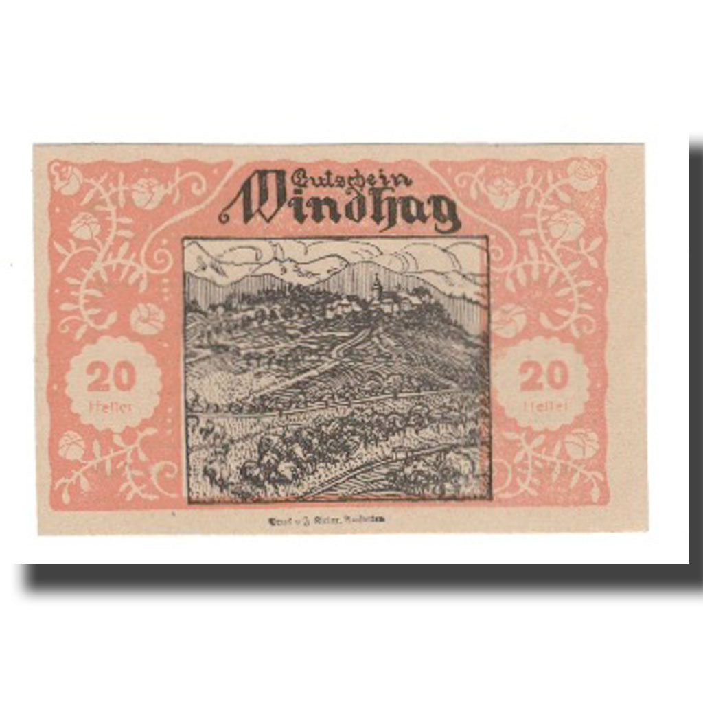 Banknote, Austria, Windhag bei Waidhofen an der Ybbs N.Ö. Gemeinde, 20 Heller