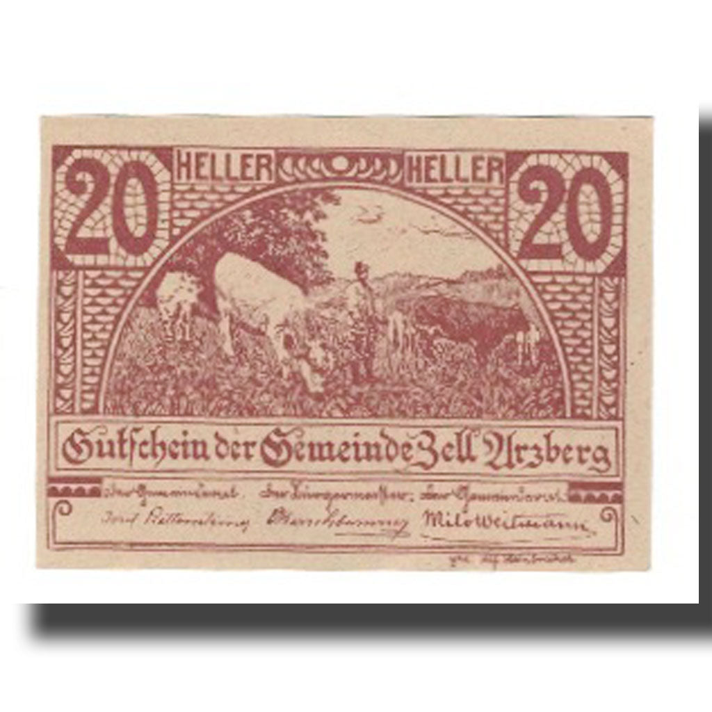 Banknote, Austria, Zell Arzberg, 20 Heller, Texte, 1920, 1920-12-30, UNC(65-70)
