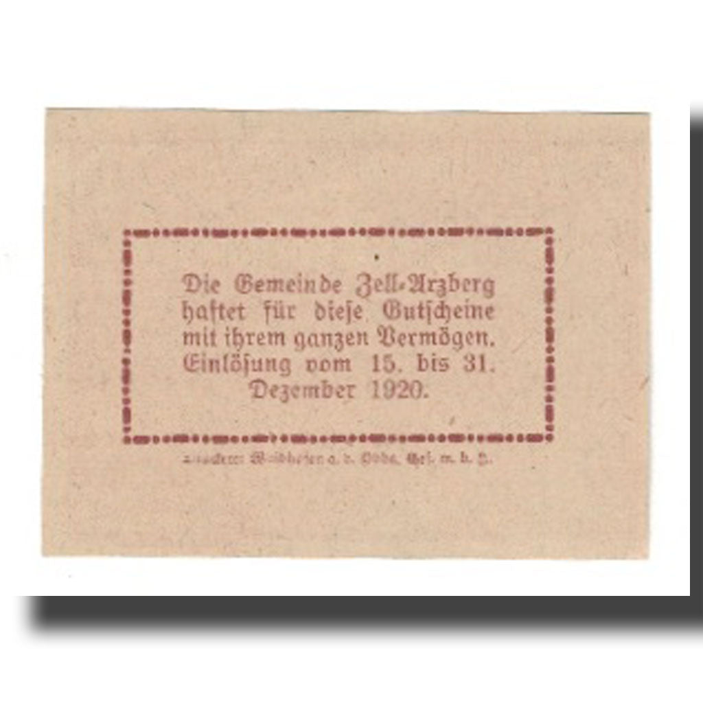 Banknote, Austria, Zell Arzberg, 20 Heller, Texte, 1920, 1920-12-30, UNC(65-70)