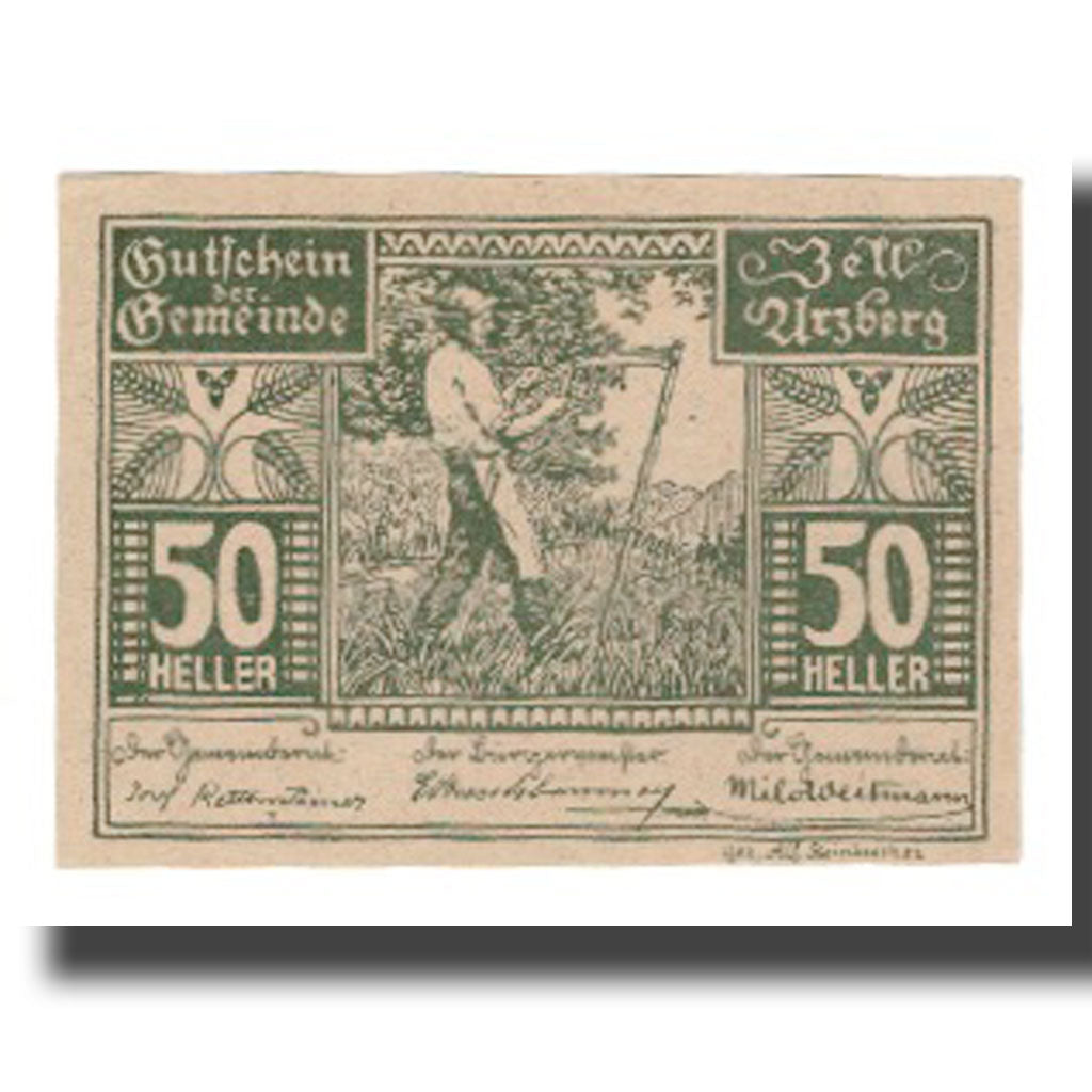 Nota, Áustria, Zell Arzberg, 50 Heller, Texte 3, 1920, 1920-12-30, UNC(65-70)