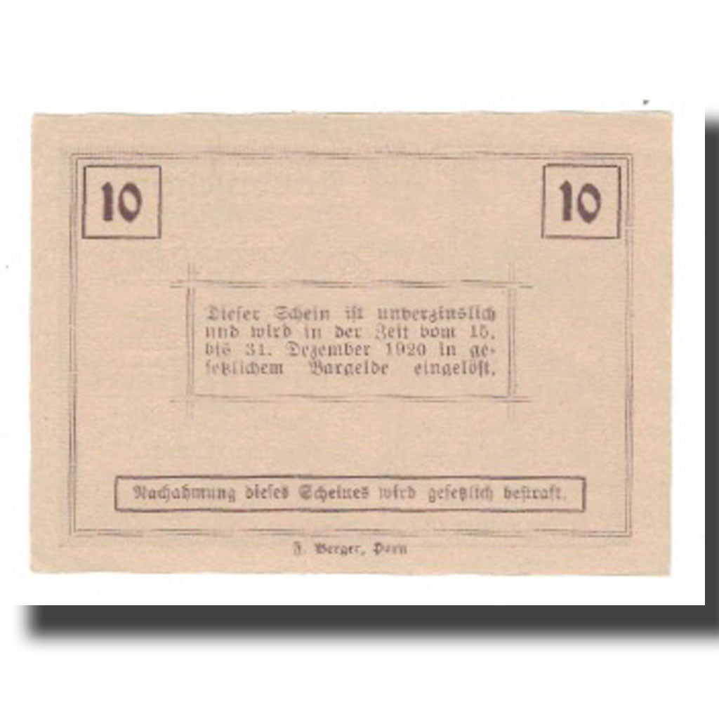 Banknote, Austria, Ziersdorf, 10 Heller, Texte, 1920, 1920-12-31, UNC(65-70)