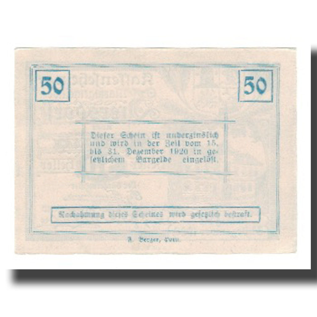 Banknote, Austria, Ziersdorf, 50 Heller, Texte 2, 1920, 1920-12-31, UNC(65-70)