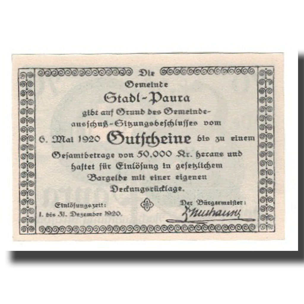 Billete, Austria, Stadl-Paura, 70 Heller, Texte 2, 1920, 1920-12-31, UNC