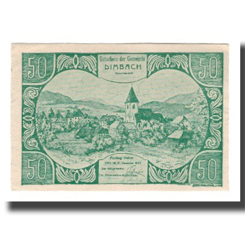 Billete, Austria, Dimbach, 50 Heller, N.D, 1920, 1920-12-31, UNC, Mehl:FS 125
