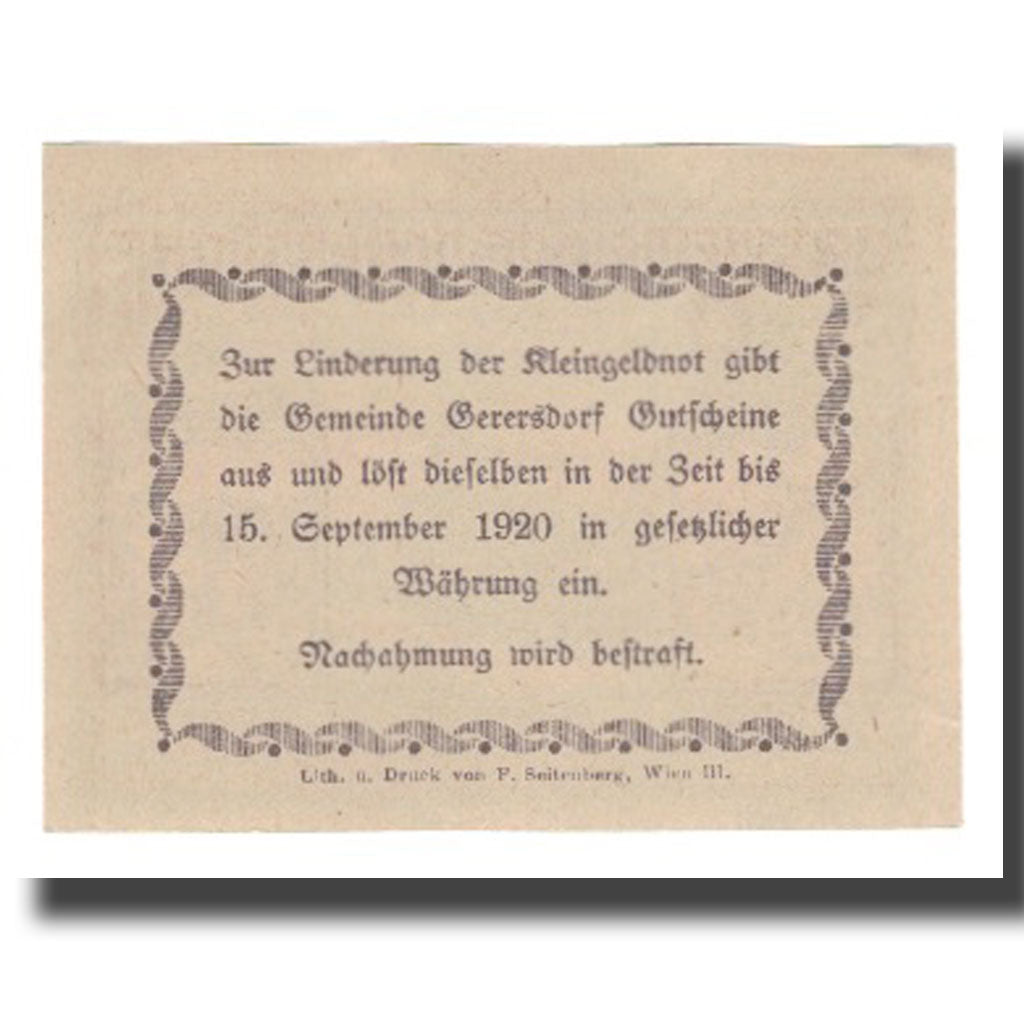 Billete, Austria, Gerersdorf, 10 Heller, Texte, 1920, 1920-09-15, UNC, Mehl:FS