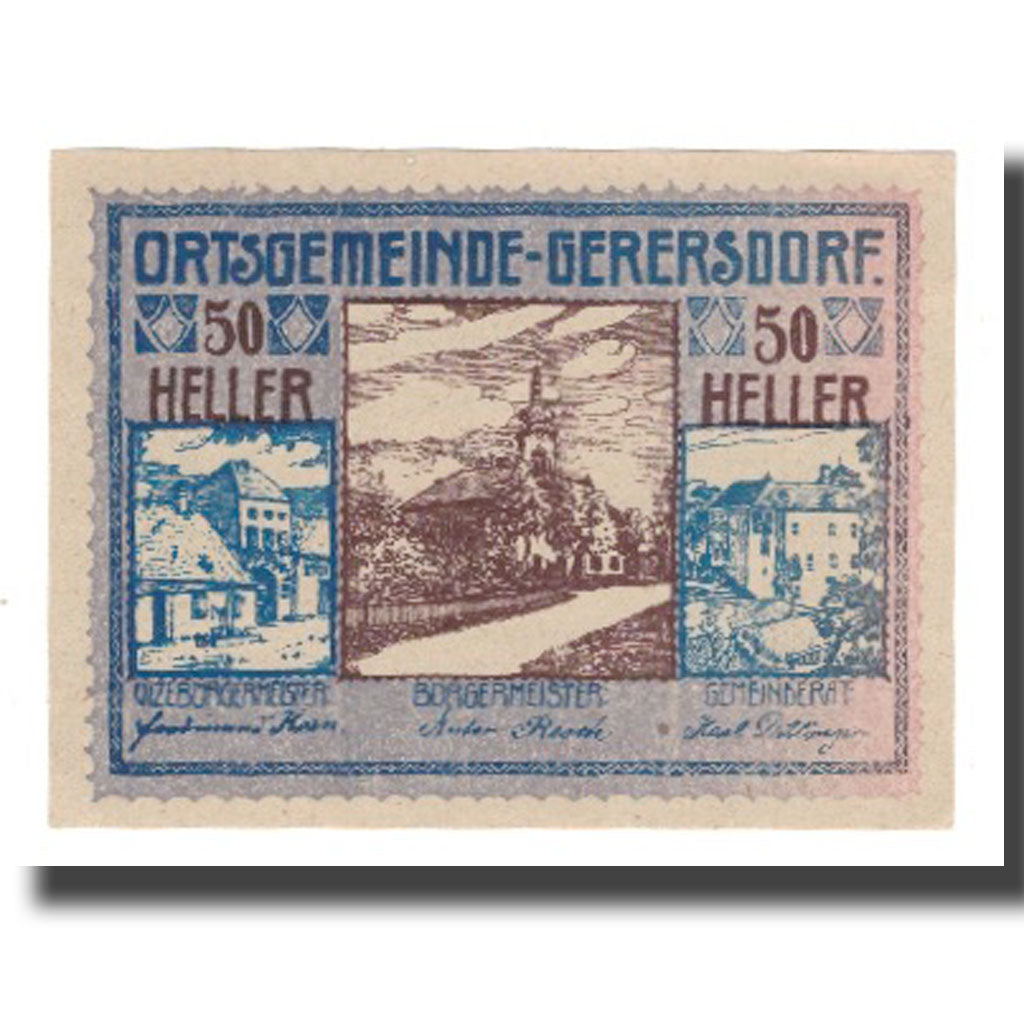 Banconote, Austria, Gerersdorf, 50 Heller, Texte 2, 1920, 1920-09-15, FDS