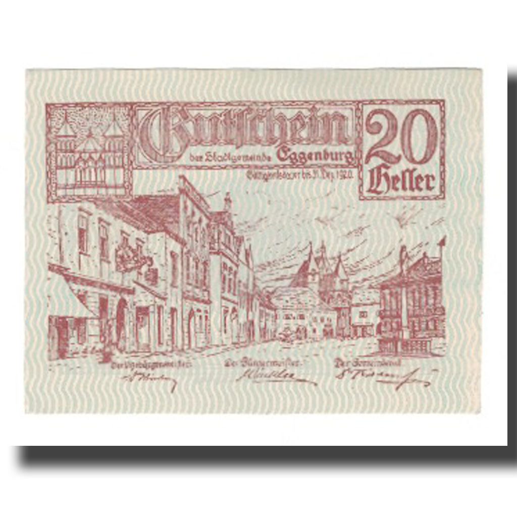 Geldschein, Österreich, Eggenburg, 20 Heller, Texte 4, 1920, 1920-12-31, UNZ