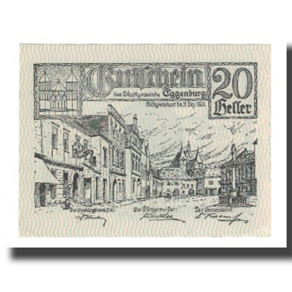 Geldschein, Österreich, Eggenburg, 20 Heller, Texte  5, 1920, 1920-12-31, UNZ