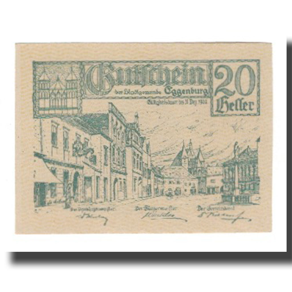 Geldschein, Österreich, Eggenburg, 20 Heller, Texte 7, 1920, 1920-12-31, UNZ