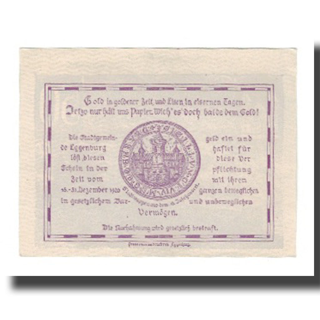 Geldschein, Österreich, Eggenburg, 50 Heller, Texte, 1920, 1920-12-31, UNZ