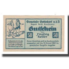 Banconote, Austria, GOTTSDORF, 50 Heller, paysage 2, 1921, 1921-01-31, FDS