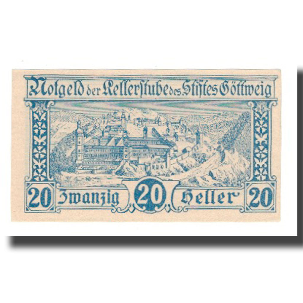 Nota, Áustria, Göttweig, 20 Heller, Texte 2, 1920, 1920-12-31, UNC(65-70)
