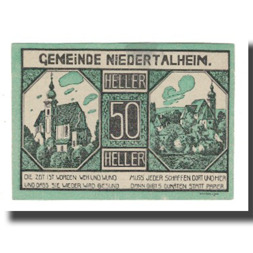 Nota, Áustria, Niedertalheim, 50 Heller, Texte, 1920, 1920-12-31, UNC(65-70)