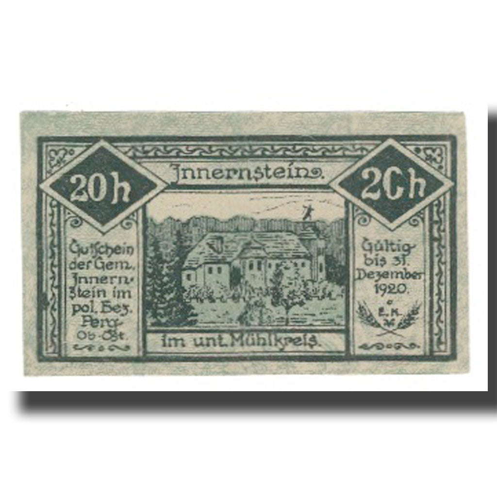 Billete, Austria, Innernstein O.Ö. Gemeinde, 20 Heller, paysage, 1920