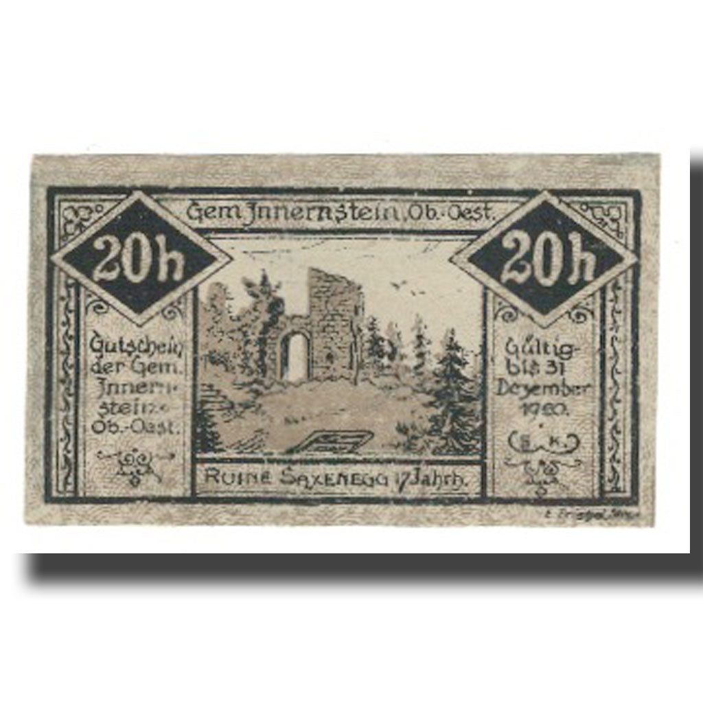 Billete, Austria, Innernstein O.Ö. Gemeinde, 20 Heller, paysage, 1920