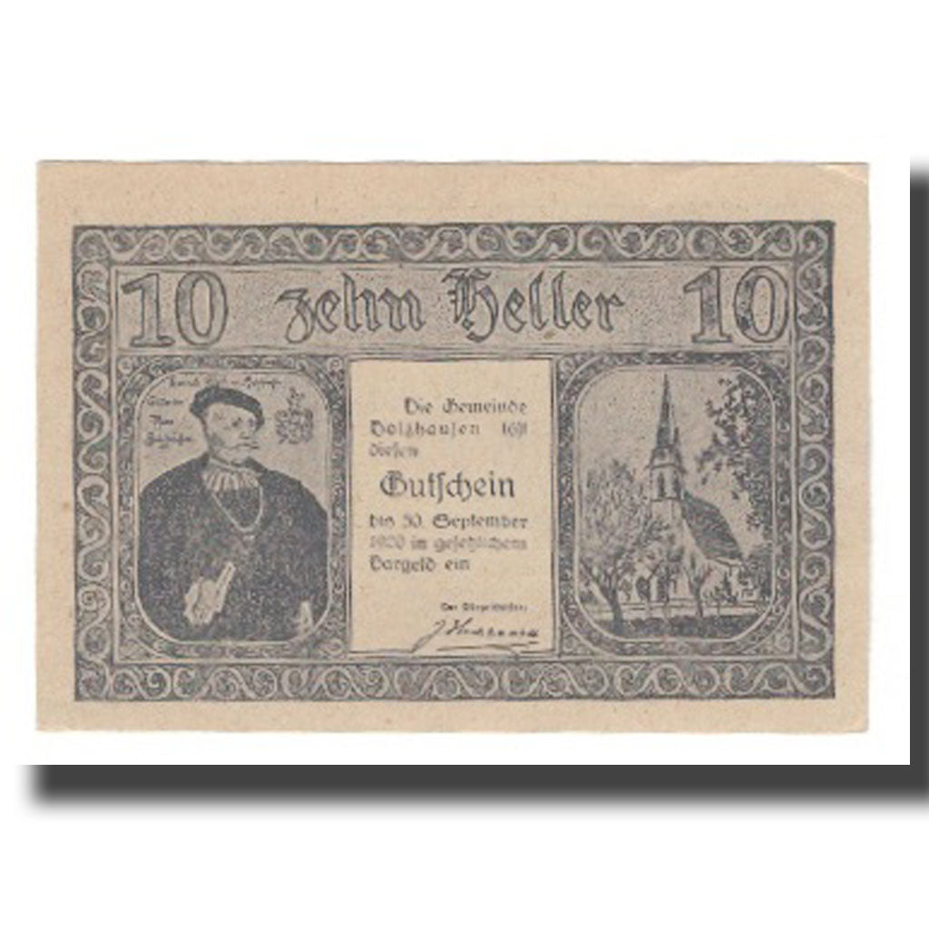Banknote, Austria, Holzhausen, 10 Heller, paysage 1, 1920, 1920-09-30