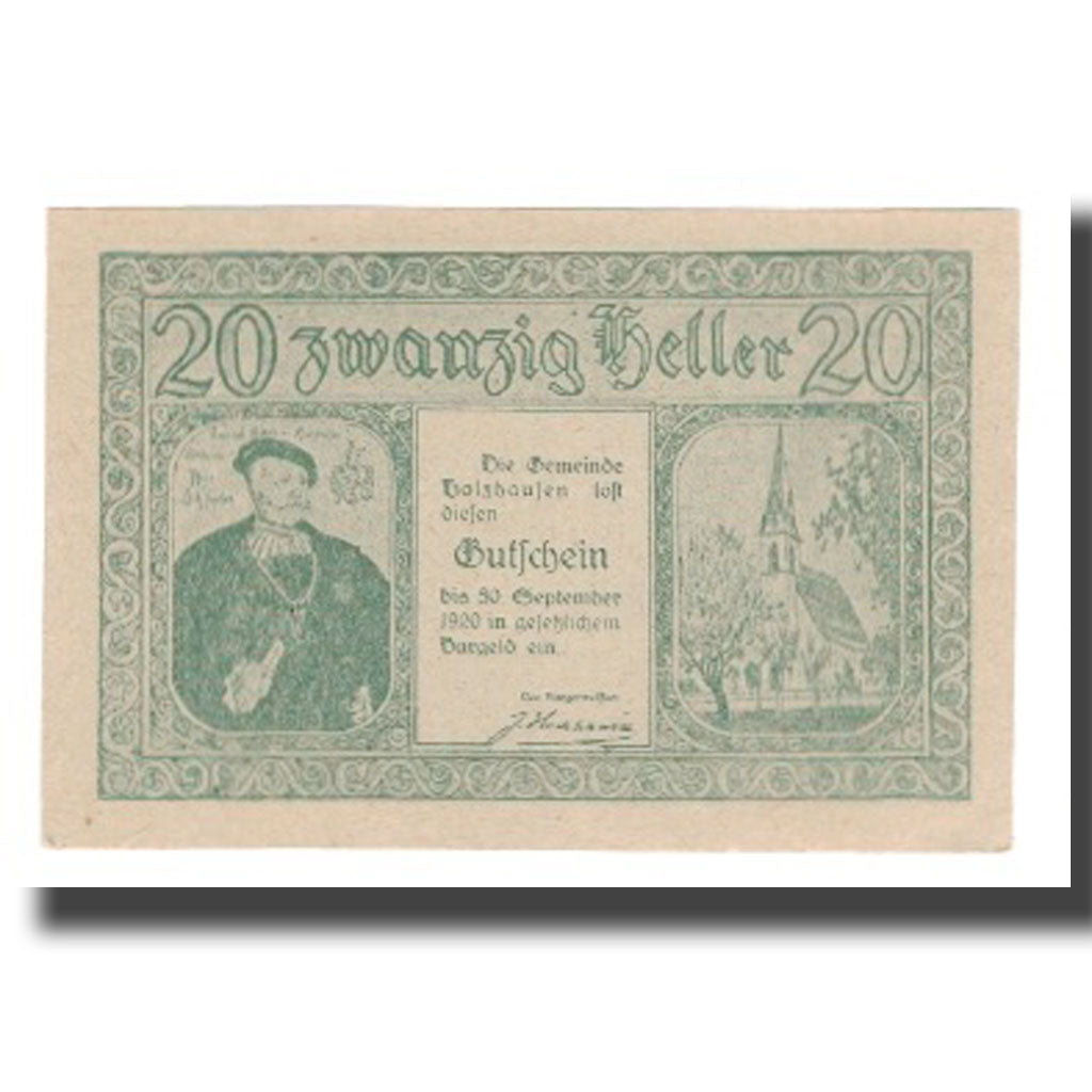 Banknote, Austria, Holzhausen, 20 Heller, paysage 2, 1920, 1920-09-30