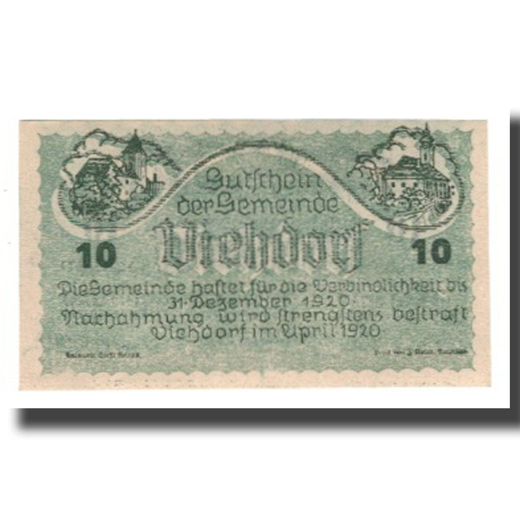 Banknote, Austria, Viehdorf, 10 Heller, Animaux, 1920, 1920-12-31, UNC(65-70)