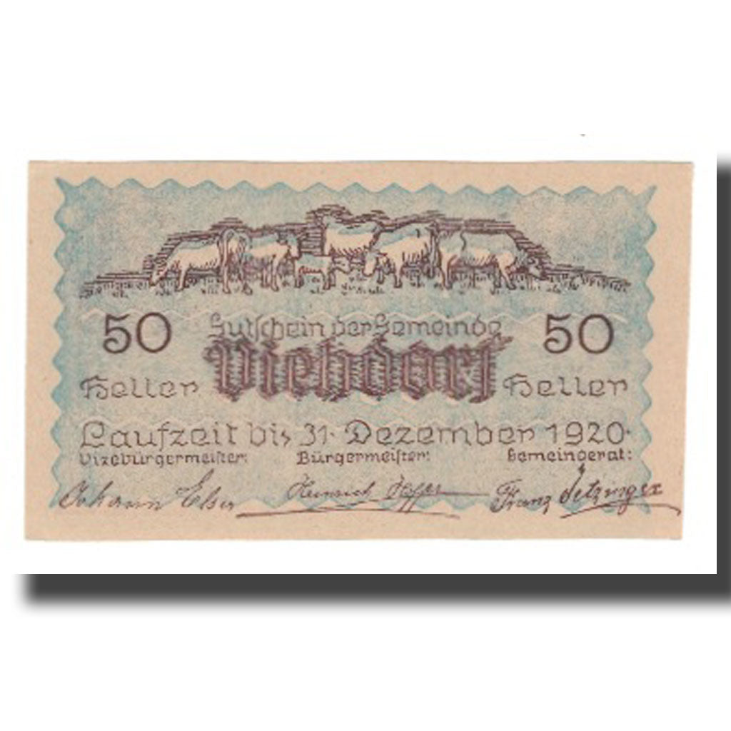 Banknote, Austria, Viehdorf, 50 Heller, animaux 2, 1920, 1920-12-31, UNC(65-70)