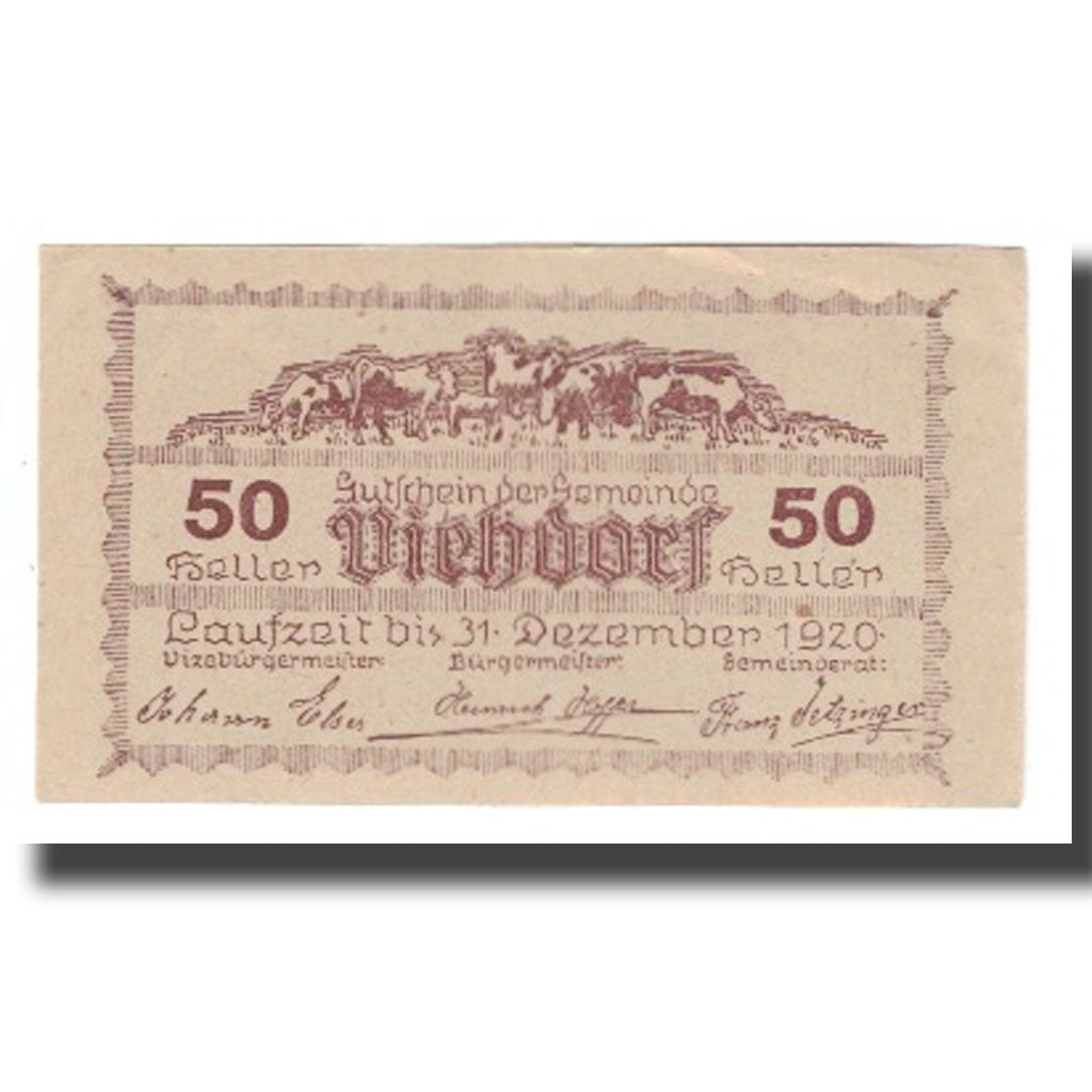 Banknote, Austria, Viehdorf, 50 Heller, Animaux 3, 1920, 1920-12-31, UNC(65-70)