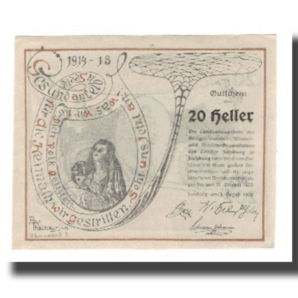 Banknote, Austria, Salzburg, 20 Heller, Texte, 1920, 1920-10-31, UNC(65-70)