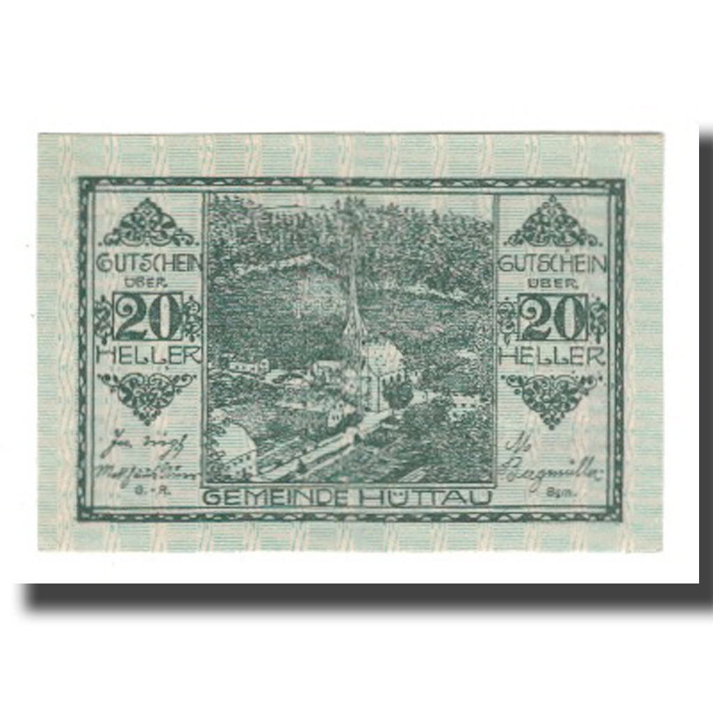 Nota, Áustria, Hüttau, 20 Heller, Texte 3, 1921, 1921-01-31, UNC(65-70)