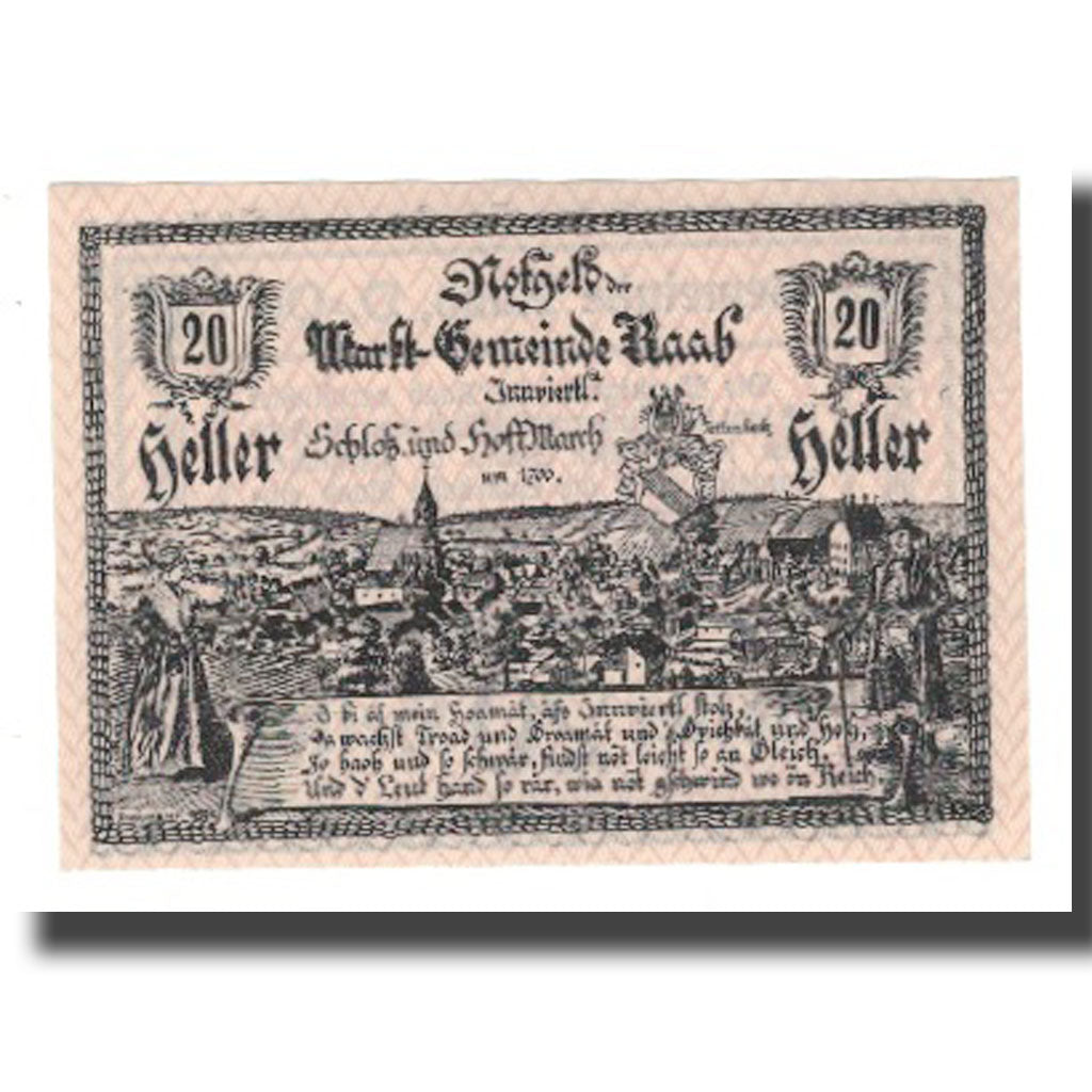 Nota, Áustria, Raab, 20 Heller, texte 1, 1920, 1920-02-26, UNC(65-70), Mehl:FS