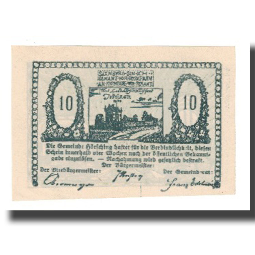 Billete, Austria, Hörsching, 10 Heller, Texte, UNC, Mehl:FS 399II