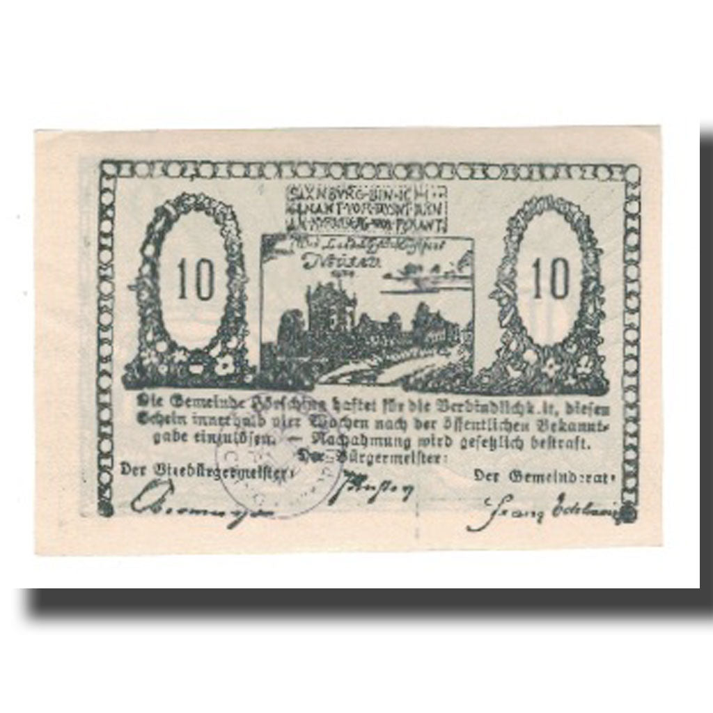 Geldschein, Österreich, Hörsching, 10 Heller, texte 1, UNZ, Mehl:FS 399II