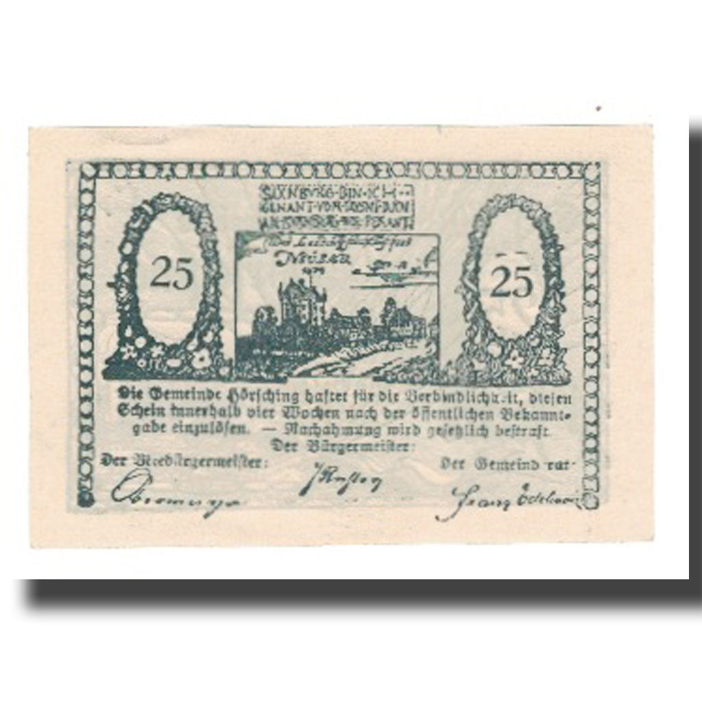 Nota, Áustria, Hörsching, 25 Heller, Texte 3, UNC(65-70), Mehl:FS 399II