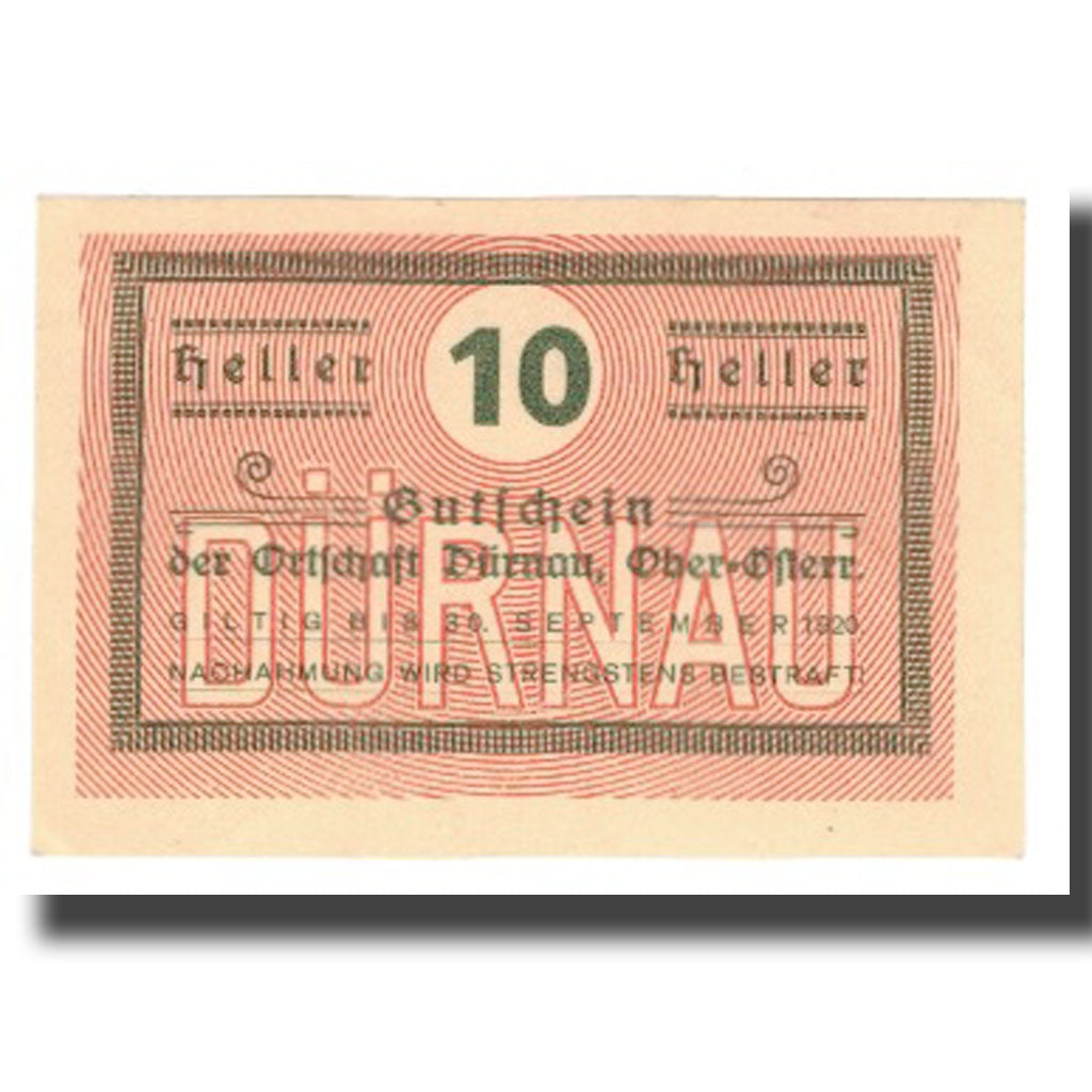 Billete, Austria, Durnau, 10 Heller, N.D, 1920, 1920-09-30, UNC, Mehl:FS 137