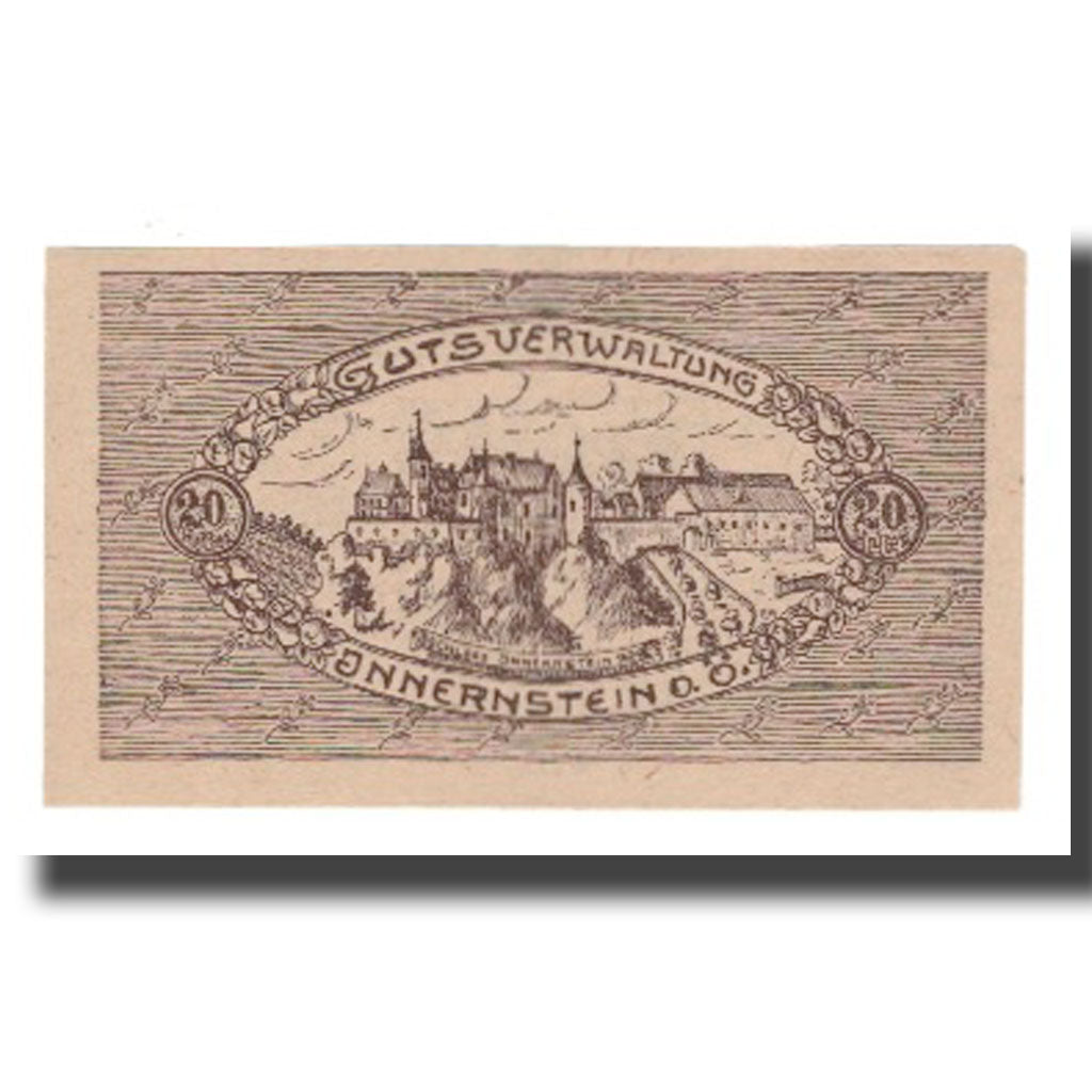 Nota, Áustria, Innernstein Prv. Gutsverwaltung Innernstein, 20 Heller, Blason