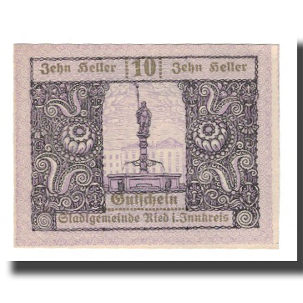 Nota, Áustria, Ried im Innkreis, 10 Heller, Texte, 1920, 1920-12-31
